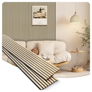 Polyester Felt Acoustic Panel Backing Oak Veneer Wood Slat Akupanel Acoustic Wall Panel for Living Room Bedroom Dining Room