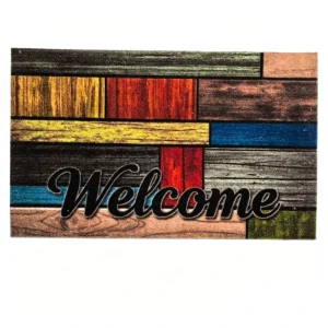 Polyester Printed Faux Coconut Fiber Door Mat PVC Back Outdoor Welcome Mat Dirt Trapper