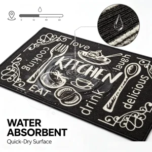Polyester Printed Kitchen Mat with Bound Edges, Loop Pile, Wear Resistant