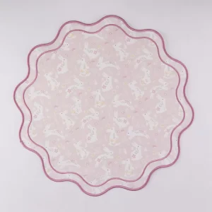 Polyester Printed Placemats with Overlock Edges Stain-Resistant for Home and Restaurant