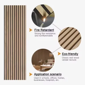 Polyester Wood Slat Modern Acoustic Panel Sound Absorption Soundproof Apartment Kitchen Bedroom Living Room 3D Model Design NRC