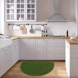 Polypropylene Modern Tufted Half Circle Anti Slip Washable Kitchen Floor Mats Polka Dot Pattern Rubber Backing Absorbent