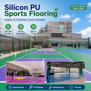 Polyurethane PU Sports Flooring Silicon PU Cushion Layer Outdoor Basketball Tennis Court Pickleball Court Surface Coating