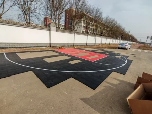 Portable 3×3 Basketball Court Modular Interlocking PP Flooring Tiles Outdoor Sport Court Shock Absorption Eco-Friendly