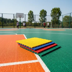 Portable 3×3 Basketball Court Modular Interlocking Plastic Flooring Tiles Outdoor Sport Court Shock Absorption Eco-Friendly