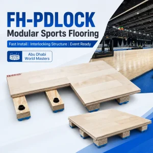 Portable Basketball Badminton Indoor Court Wooden Interlocking Floor Tiles 22mm Thickness Eco-friendly Shock Absorption
