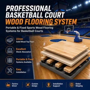 Portable Basketball Court Wood Flooring System Removable Sports Wood Floor for Temporary Indoor Courts