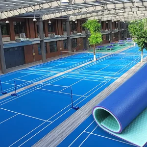 Portable Indoor PVC Vinyl Badminton Court Mat 6.0mm Sports Floor Roll with Lines Drawn Factory