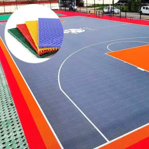 Portable Interlocking Rubber and Plastic Indoor Sports Flooring Tiles for Basketball and Football Courts