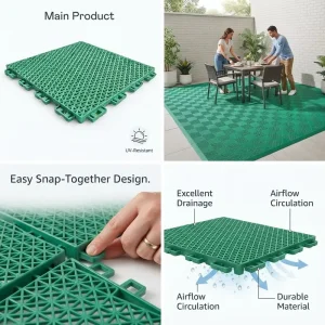 Portable Interlocking Suspended Plastic Floor Tiles Anti Slip Shock Absorbing Fireproof High Density Outdoor Sports Flooring