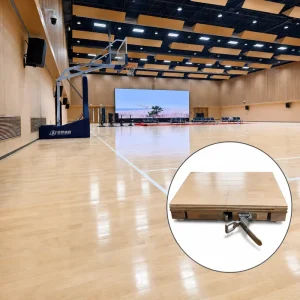Portable Removable Tool free Assembly Fast Install Modular Hardwood Basketball System Professional Temporary Event Arena Wood