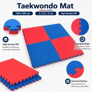 Portable Waterproof Reversible XPE Foam Martial Arts Puzzle Flooring Mat for Gym, Taekwondo, and Karate Training