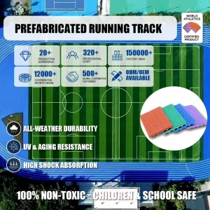 Prefabricated Rubber Running Track Athletic Track Surface Synthetic Sports Flooring for Stadium School Playground