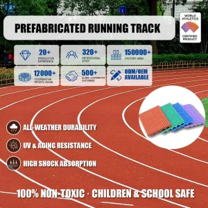 Prefabricated Rubber Running Track Surface for School, Playground, and Stadium