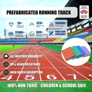 Prefabricated Rubber Running Track with Shock Absorption for Indoor Outdoor Use