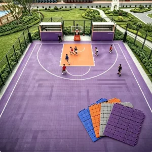 Premium Interlocking Suspended Sports Flooring Tiles High Performance Modular Outdoor Basketball Court Flooring Anti Slip