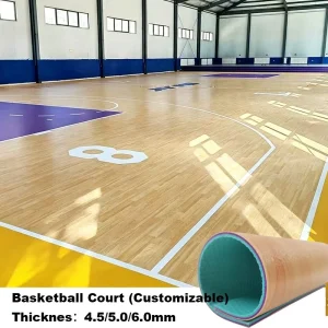 Premium Wood Effect Customizable Colors Patterns Indoor Sports Flooring for Versatile Gym