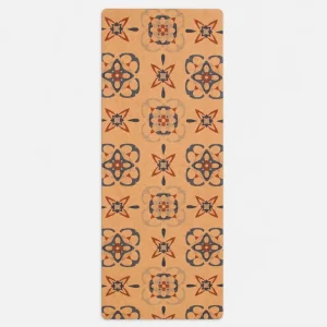 Printed Cork Yoga Mat 3mm, Eco-Friendly Natural Rubber Pad for Aerobic Exercise