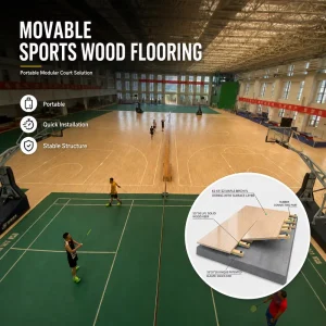 Professional Adjustable Maple Sports Wood Floor Tiles High Performance Eco Friendly Shock Absorption Anti Slip Floor