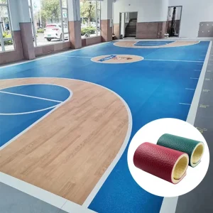Professional Anti Slip Vinyl Flooring Roll with Plain Surface for Indoor Badminton Basketball Table Tennis Volleyball Gym