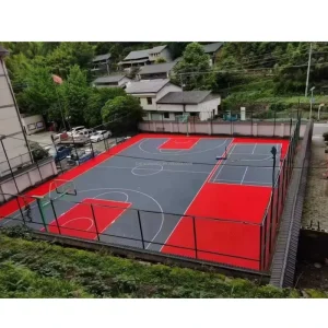 Professional Basketball Court System with Basketball Hoop Rubber Flooring Steel Fencing for Schools Multi Purpose Facilities