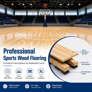 Professional Basketball Court Wood Flooring System Solid Wood Sports Floor for Indoor Gymnasium