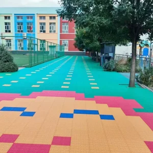Professional Indoor Outdoor Waterproof High Density PP Interlocking Drainage Playing Area Tiles Eco-Friendly Artificial Grass