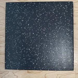 Professional Rubber Gym Flooring Tile With White Color Chips With Coating for Sports Facility