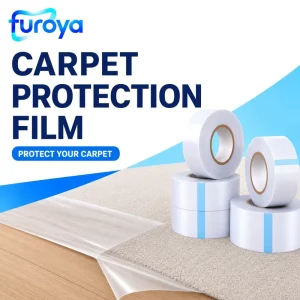 Professional Soft High Gloss PE Temporary Protection Film Roll 50cm Width 300m Length for Carpet Flooring Interior Projects