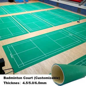 Professional Waterproof Indoor PVC Sports Flooring Roll Non slip Vinyl Floor for Gym School Sports Venues Basketball Court Piso