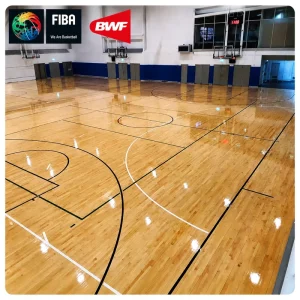 Professional Wooden Sports Flooring for Basketball Courts Interlocking Floor Tiles Model 22mm