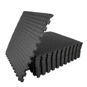 Puzzle Exercise Mat 125 EVA Interlocking Foam Floor Tiles Home Gym Workout Equipment Shock Absorbing Stain Resistant Black 24 X