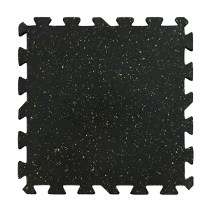 Puzzle Exercise Mat 50x50cm High-Density Rubber Interlocking Tiles, Shock-Proof, Black
