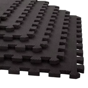 Puzzle Exercise Mat 6 Tiles 10 Borders 16 Sq.Ft. High-Density EVA Foam Interlocking Tiles for Gym Use Shock-Proof
