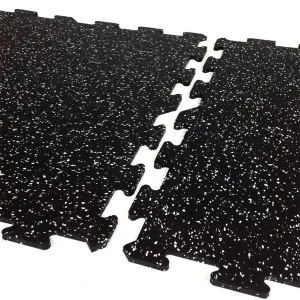 Puzzle Exercise Mat EPDM Rubber Interlocking Non-Slip Durable Gym Flooring Tiles Blue Dots Protective Washable