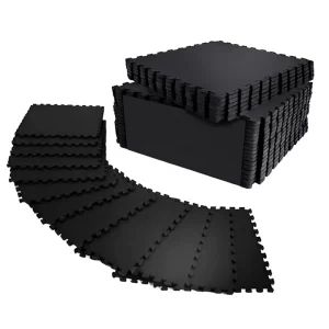 Puzzle Fitness Mat, 60 x 60 x 1.4 cm, Non-Slip Rubber EVA Foam, Antibacterial, 12-Piece Expandable