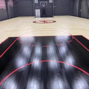 Quality Certified Sports Wooden Flooring High Glossy Black Maple Birch Assembled Single Keel Shock-absorbing Solid Wood Floor