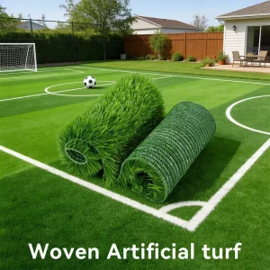 Quick-Drainage Low-VOC Reinforced Artificial Turf 50mm Breathable Synthetic Grass for Soccer Field Landscape
