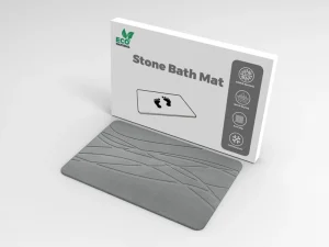 Quick-Dry Anti-Slip Water-Absorbent White Diatomite Stone Bath Mat, 9mm, 40 x 60cm