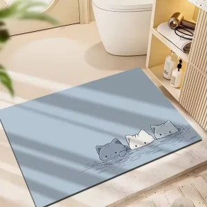Quick-Dry Non-Slip Rubber Bath Mat, Soft, Eco-Friendly, Pet-Friendly, for Home and Hotel Use