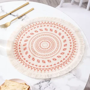 RTS Factory Round Cotton Linen Printed Placemat Nordic Table Insulation Mat Home Decor