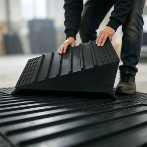 Reclaimed Rubber Trapezoidal Brick Sports Flooring Impact Absorption Anti Slip Gym Tile OEM Bulk Supplier