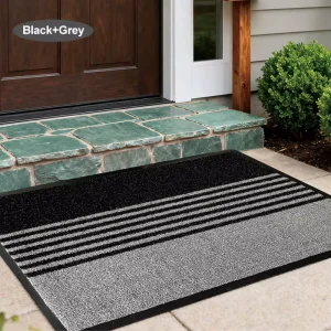 Rectangle Cut Pile Doormat with TPE Rubber Backing Cushioned Stain-resistant Home Door Mat
