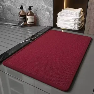 Rectangle Flax Non Slip Rubber Backed Machine Made Bath Mat Solid Color Popular Washable Modern Style Floor Mat Home