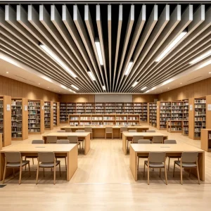 Rectangle Hanging Fiberglass Acoustic Ceiling Baffles Noise Reduction Drop Ceiling Tiles for School Hall Library Lounge