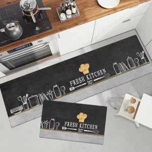 Rectangle Kitchen Mat PVC Non-slip Rubber Rug Pad Machine Waterproof Washable Custom Packing Crystal Velvet