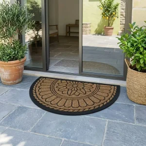 Rectangle Modern Door Mat Floral Pattern Non-Slip Waterproof Washable Rubber Mat for Home Office Outdoor or Hotel Use