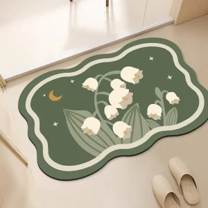 Rectangular Diatomite Kitchen and Bathroom Mat with Anti-Slip Rubber Layer