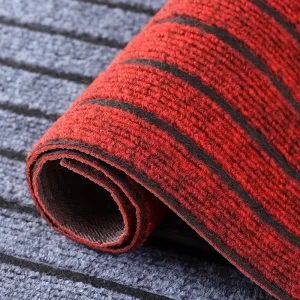 Red and Black Stripes Kitchen Floor Mat Wipe-Clean Dirt-Proof Doormat Entryway Doorway Carpet Home Use