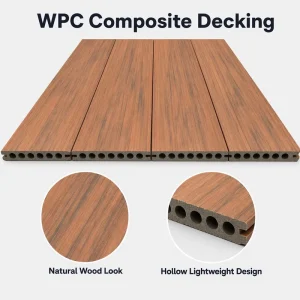Reddish Brown WPC Hollow Composite Decking Board Outdoor Wood-Plastic Flooring Waterproof